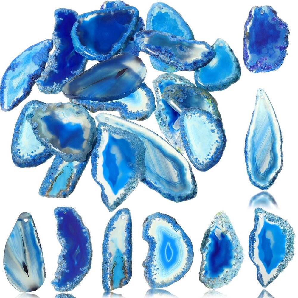7359 16 Pcs Agate Slices Polished Agate Slices with Holes Irregular